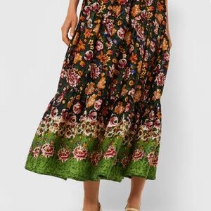 Floral Maxi Skirt - Black and Green
